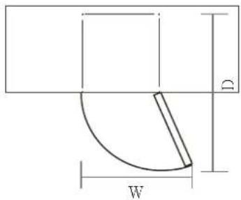 EDESA EFC-1832 NF WH - Requisitos de espaço, para a porta abrir - 1