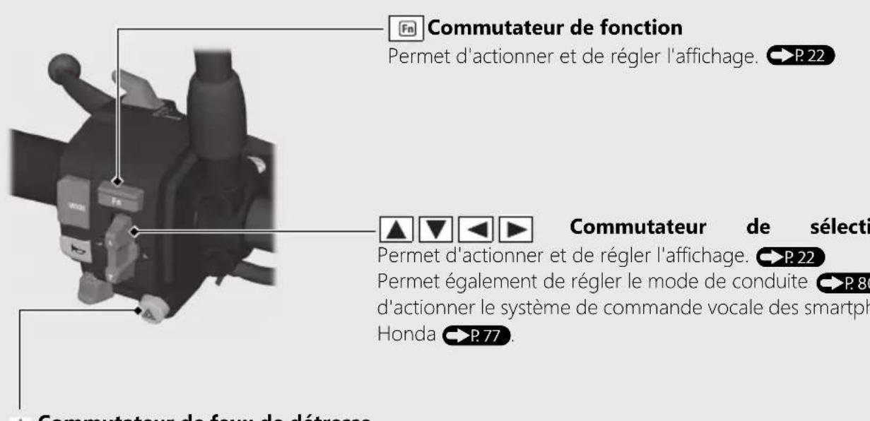 Honda CB1000RA (2024) - Pour activer ou désactiver l'extinction automatique des clignotants : P.50 - 1