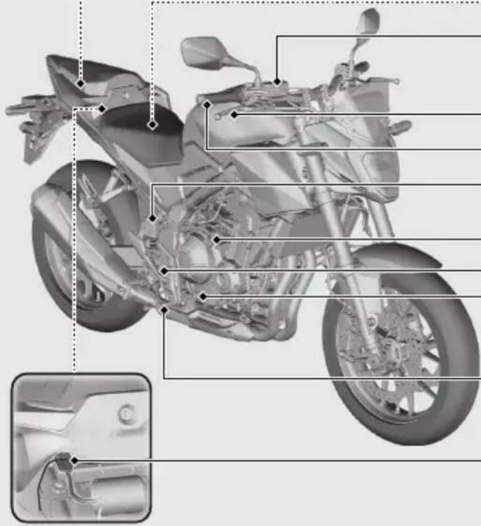 Honda CB500FA (2024) - Emplacement des composants - 1