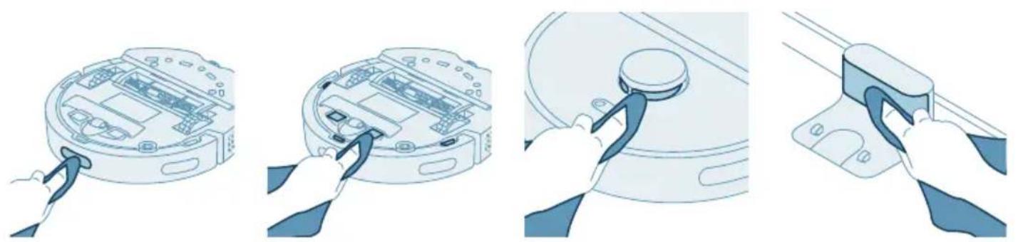 PHILIPS HomeRun 2000 Series XU2000 - Limpar os sensores, pontos de contacto e janela de sinal IV - 1