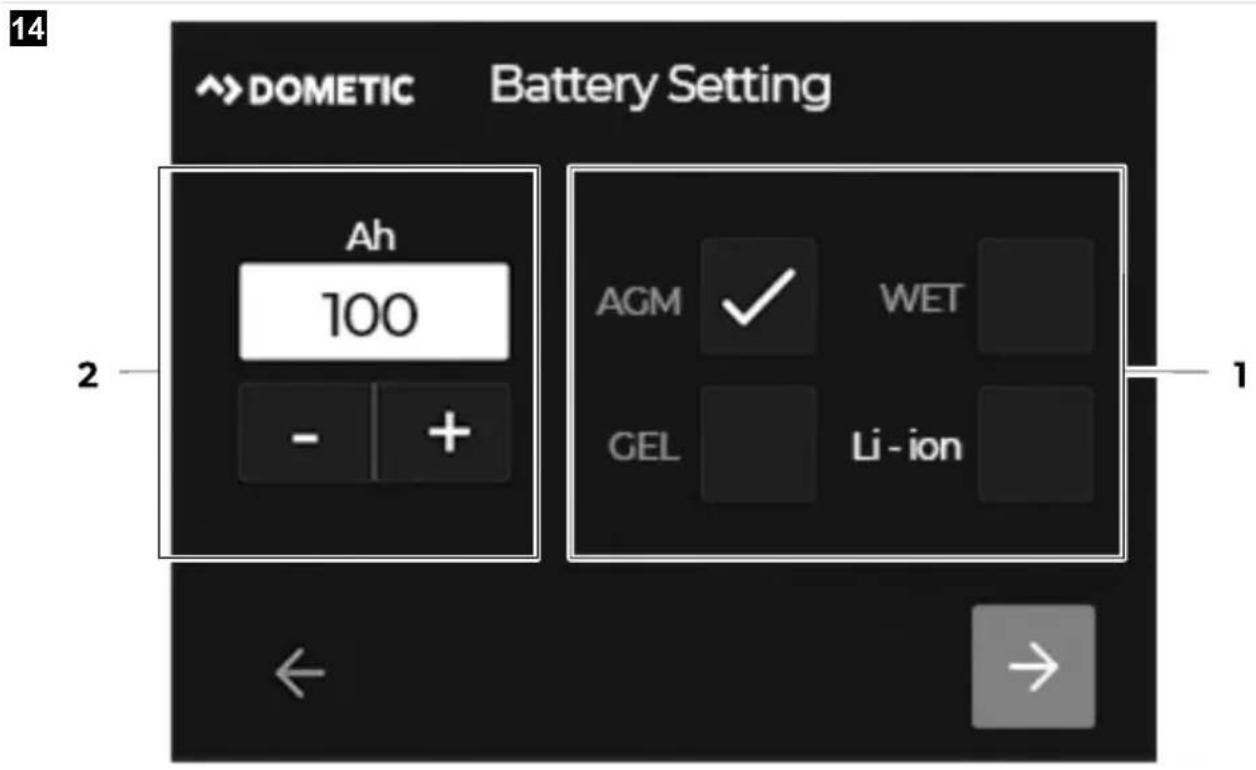 DOMETIC TD283 - Impostazioni di base per la batteria - 2