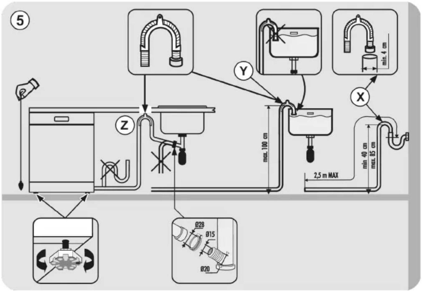 CANDY CF 3E7L0S - Connecting the outlet hose - 1