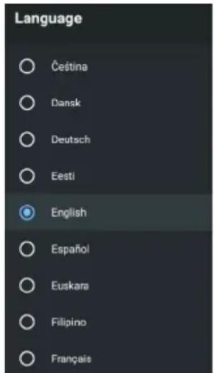 Language Čeština Dansk Deutsch Eesti English Español Euskara Filipino Français