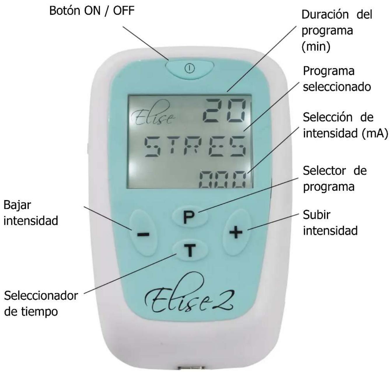 TensCare Elise 2 - CONTROLES E INTERFAZ - 1