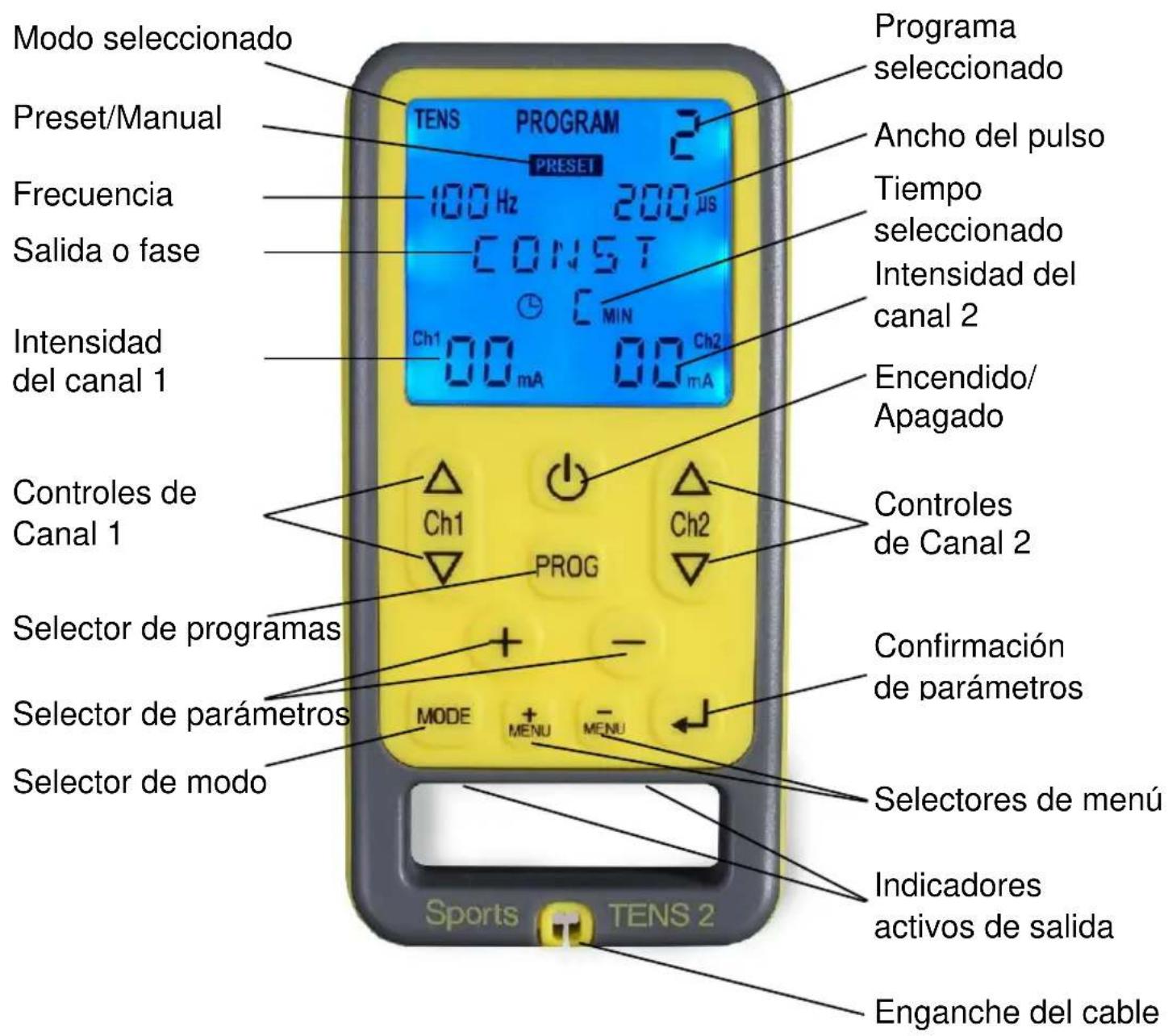 TensCare Sports TENS 2 - CONTROLES Y PANTALLA - 1