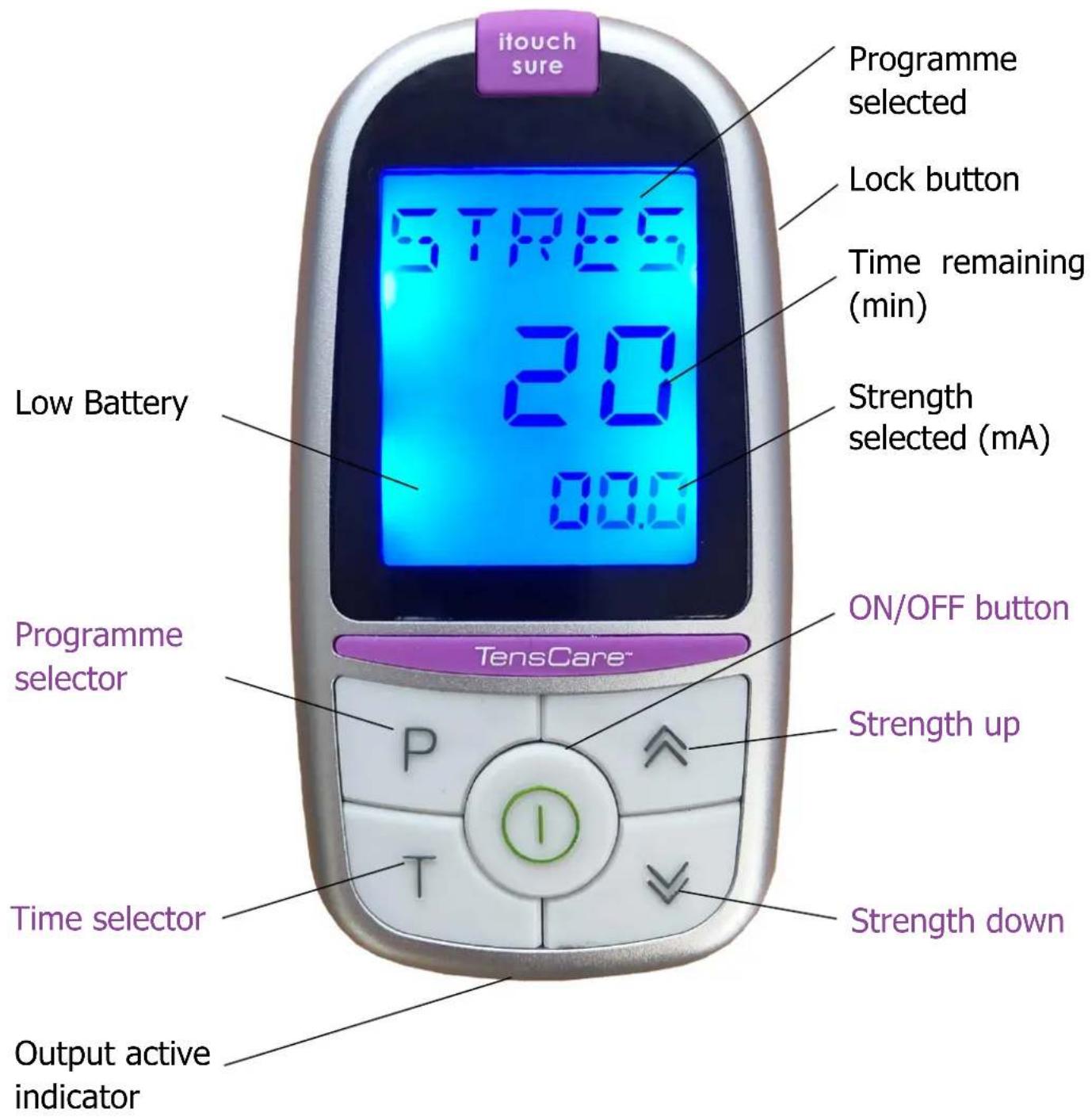 TensCare iTouch Sure - CONTROLS & DISPLAY - 1