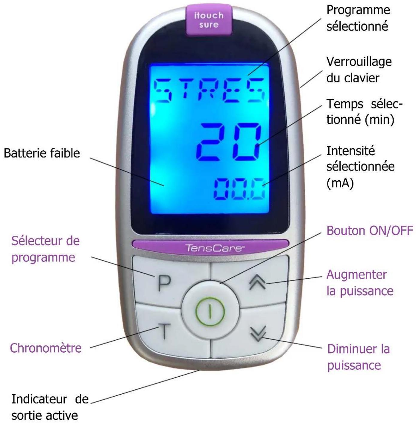 TensCare iTouch Sure - COMMANDES & AFFICHAGE - 1