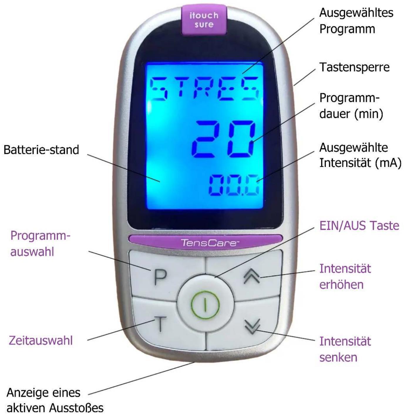 TensCare iTouch Sure - TASTEN &amp; BILDSCHIRM - 1