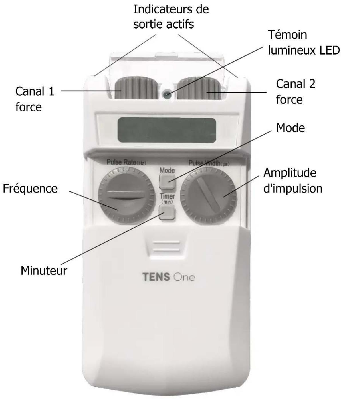 TensCare TENS One - COMMANDES ET AFFICHAGE - 1