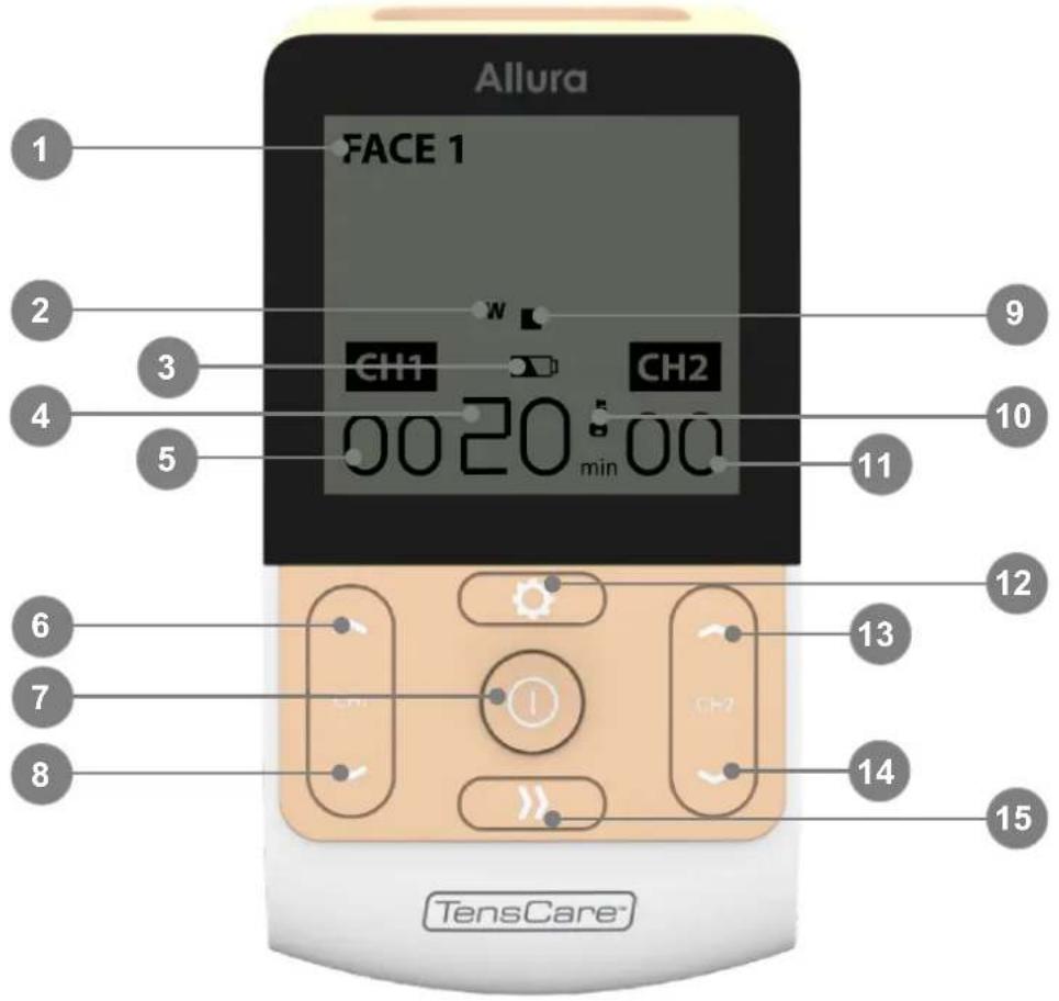 TensCare Allura - CONTROLS & DISPLAY - 1
