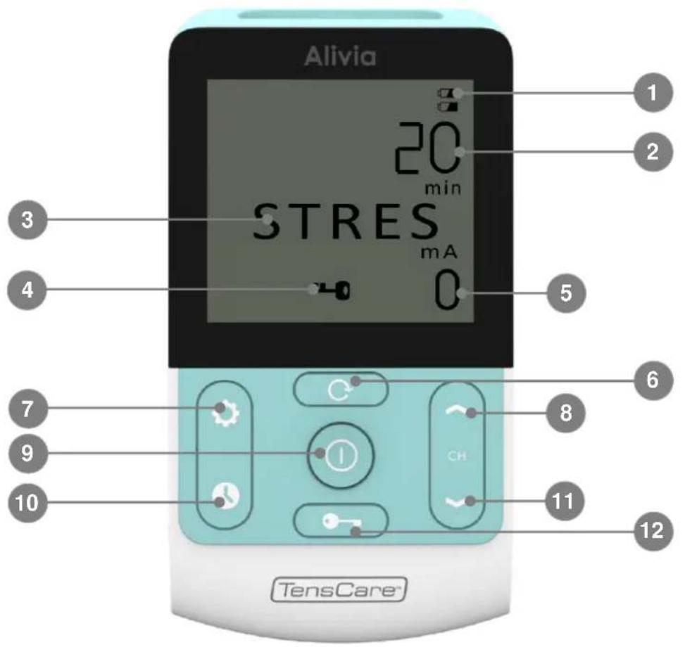TensCare Alivia - COMMANDES & AFFICHAGE - 1