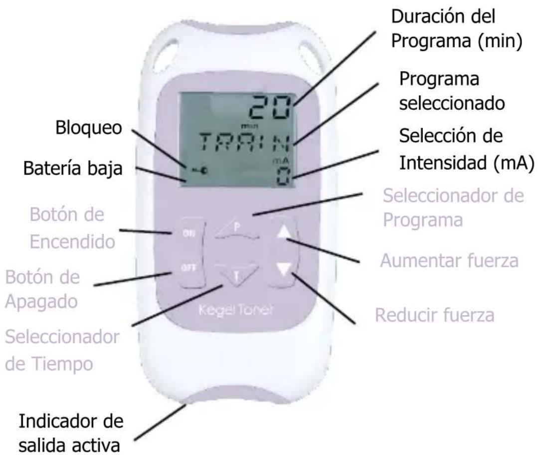 TensCare Kegel Toner - ONTROLES Y PANTALLA - 1