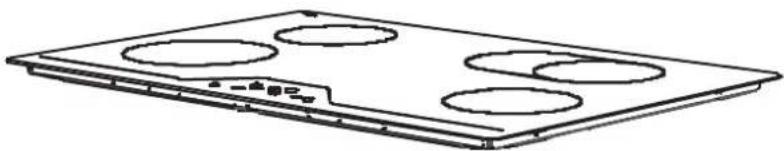 Line drawing of a four-cylindrical stove or appliance with four circular cutouts (no text or symbols)