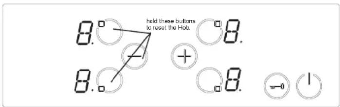 hold these buttons to reset the Hob.