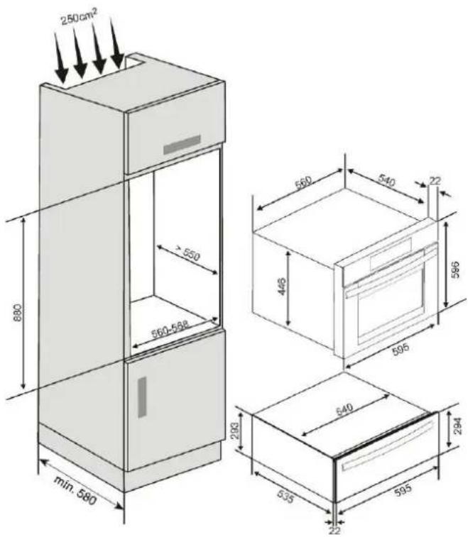250cm² 880 > 550 660-598 min. 580 560 540 22 446 596 595 640 293 535 22 595 294
