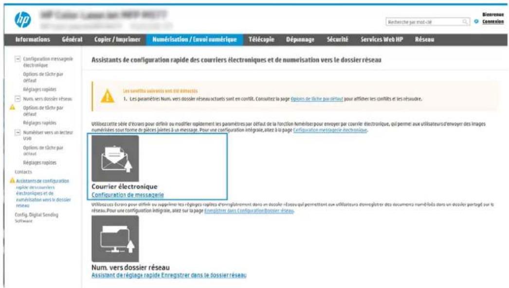 HP PageWide Managed Color MFP P77940 - Première méthode : Configuration de base à l'aide de l'Assistant de configuration de la messagerie électronique - 2