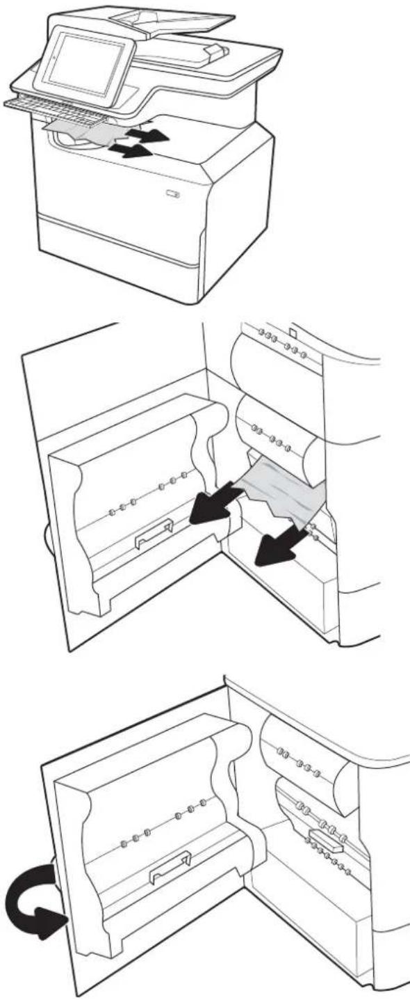 HP PageWide Managed Color MFP P77940 - Suppression des bourrages papier dans le bac de sortie - 15.E1.yz ; 15.C1.Az - 13