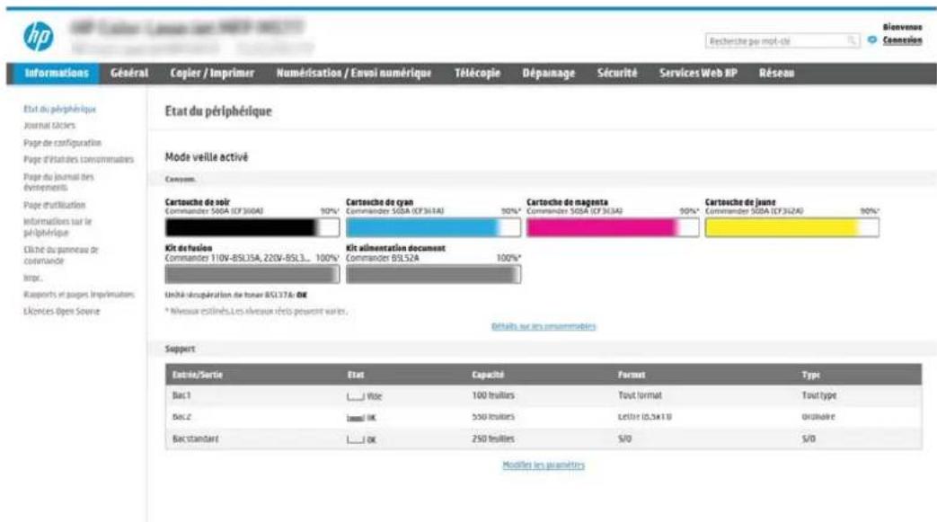 HP PageWide Managed Color MFP P77940 - Etape 1 : accéder au serveur Web intégré HP (EWS) - 2