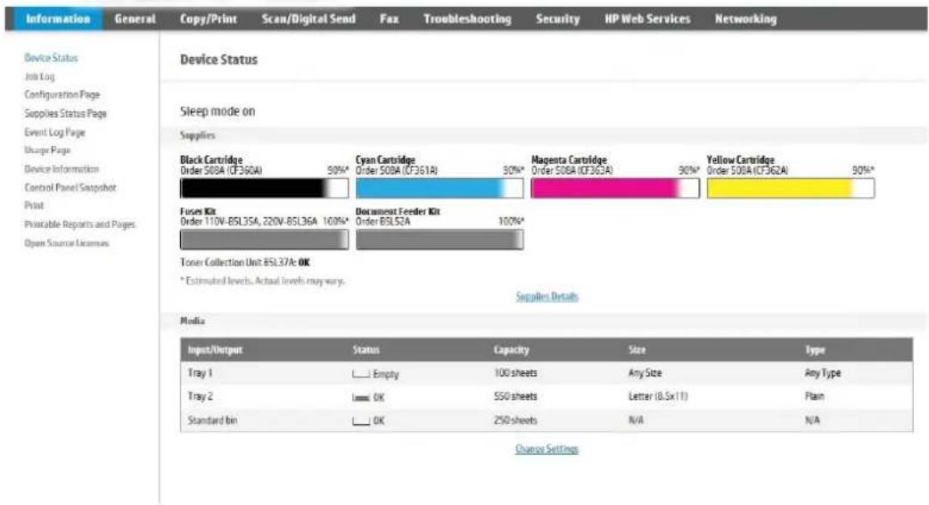 HP PageWide Managed Color MFP P77940 - Etape 1 : accéder au serveur Web intégré HP (EWS) - 3