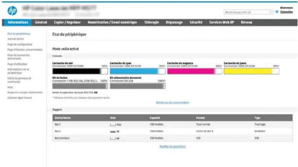 HP PageWide Managed Color MFP P77940 - Etape 1 : accès au serveur Web intégré HP - 3