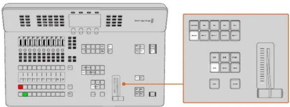 Blackmagic Design ATEM Television Studio HD8 - Control de transiciones y superposiciones previas - 1