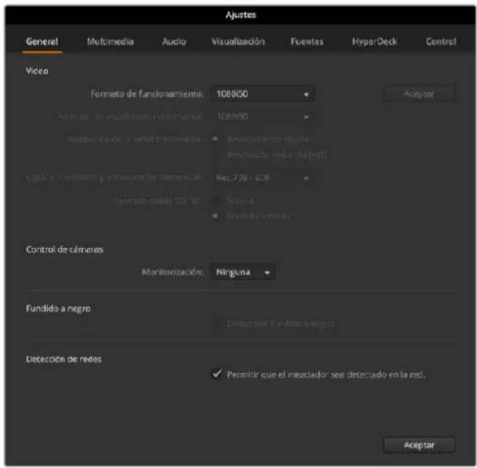 Blackmagic Design ATEM Television Studio HD8 - Modificación de ajustes del mezclador - 1