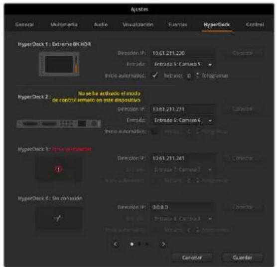 Blackmagic Design ATEM Television Studio HD8 - Ajustes para grabadores HyperDeck - 1