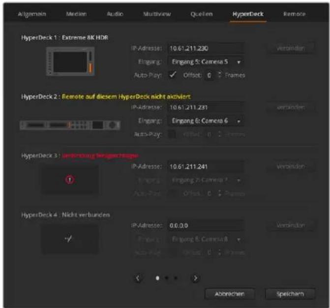 Blackmagic Design ATEM Television Studio HD8 - HyperDeck Einstellungen - 1