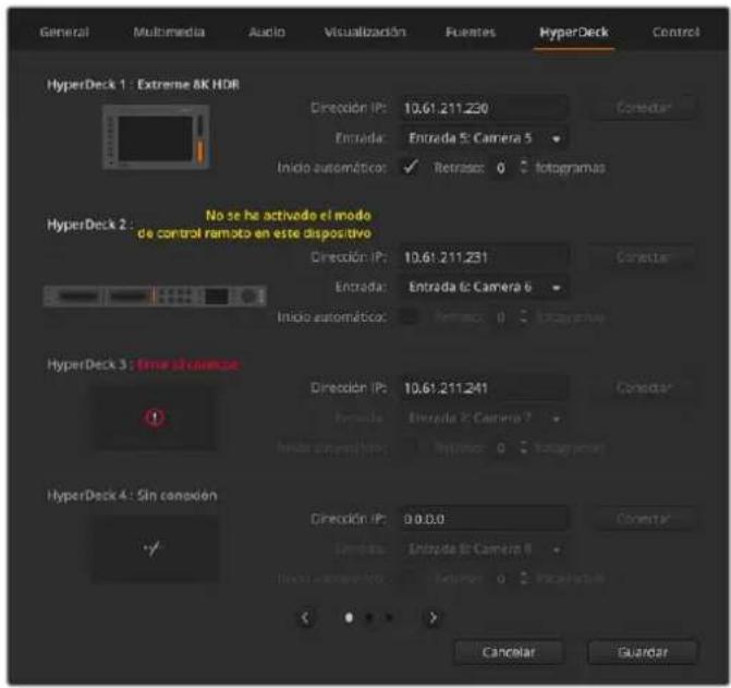 Blackmagic Design ATEM Television Studio HD8 - Ajustes para grabadores HyperDeck - 1