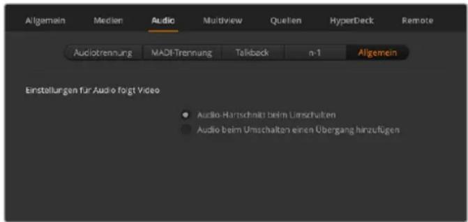 Blackmagic Design ATEM Television Studio HD8 - Einstellungen für Audio folgt Video - 1