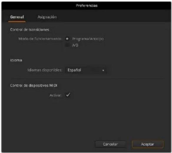 Blackmagic Design ATEM Television Studio HD8 - Preferencias generales - 1