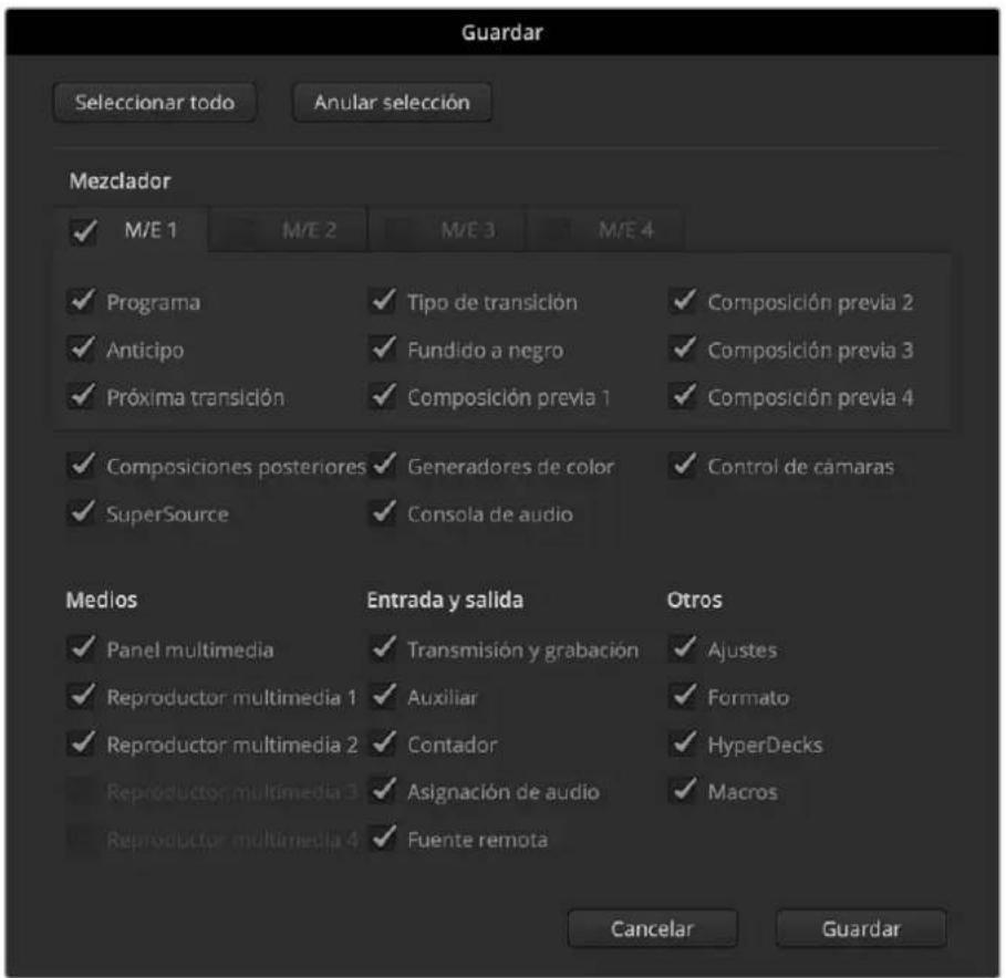 Blackmagic Design ATEM Television Studio HD8 - Guardar ajustes en un archivo XML - 1