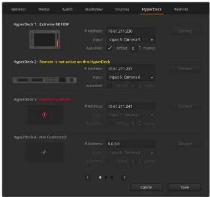 Blackmagic Design ATEM Television Studio HD8 - HyperDeck Settings - 1
