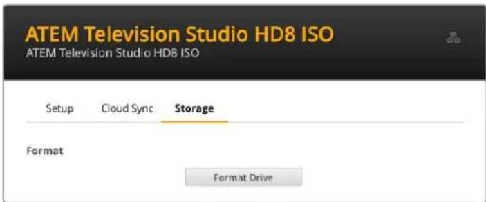 Blackmagic Design ATEM Television Studio HD8 - Formatieren des internen Speichers mit ATEM Setup - 1