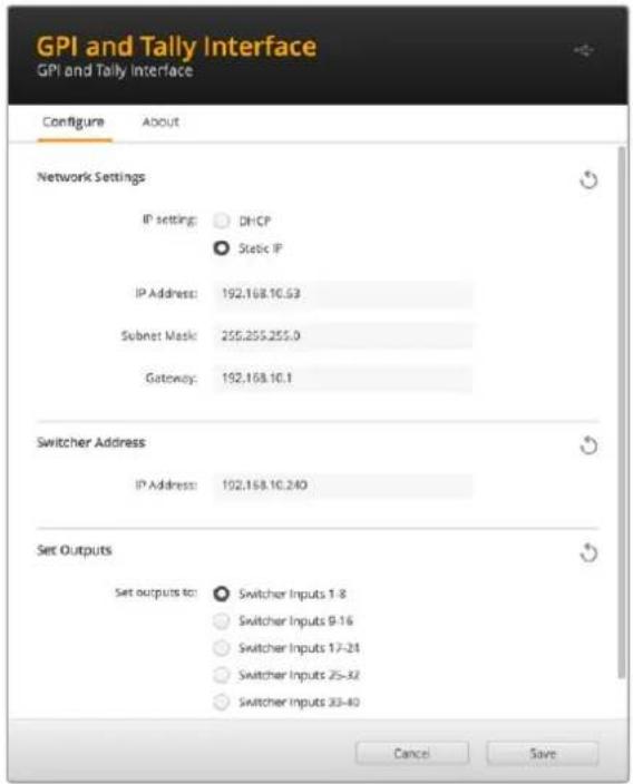 Blackmagic Design ATEM Television Studio HD8 - ネットワーク/タリーの設定を変更する - 1