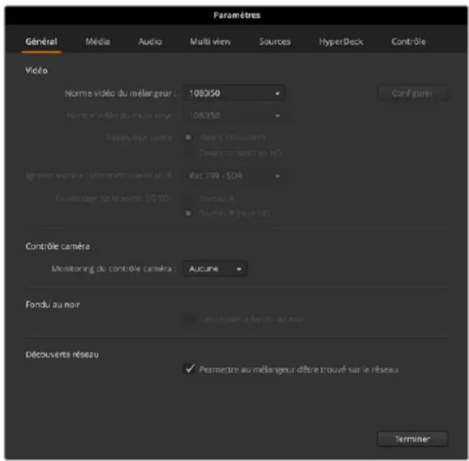 Blackmagic Design ATEM Television Studio HD8 - Modifier les paramètres du mélangeur - 1