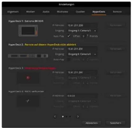 Blackmagic Design ATEM Television Studio HD8 - HyperDeck Einstellungen - 1