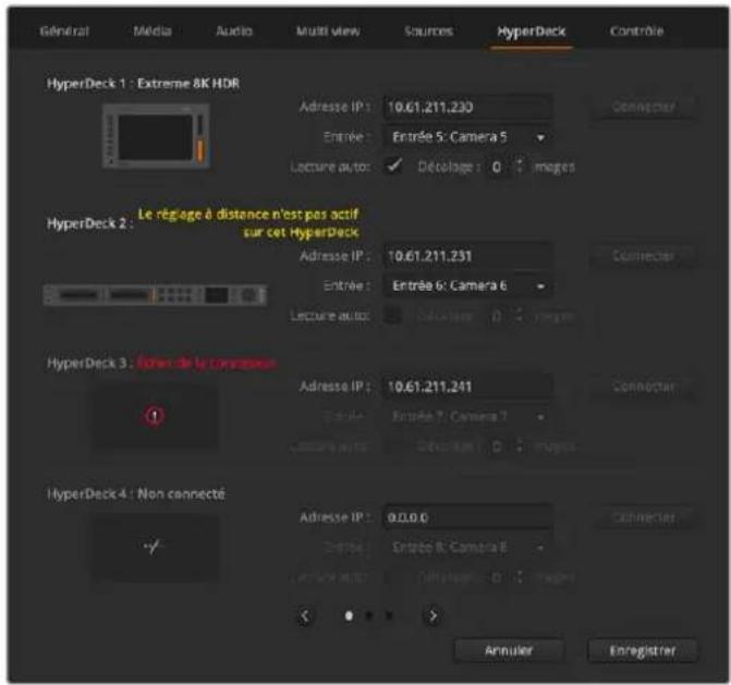 Blackmagic Design ATEM Television Studio HD8 - Paramètres de l'HyperDeck - 1