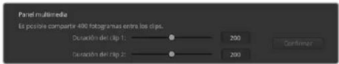 Blackmagic Design ATEM Television Studio HD8 - Ajuste de la duración de un clip en el panel multimedia - 1