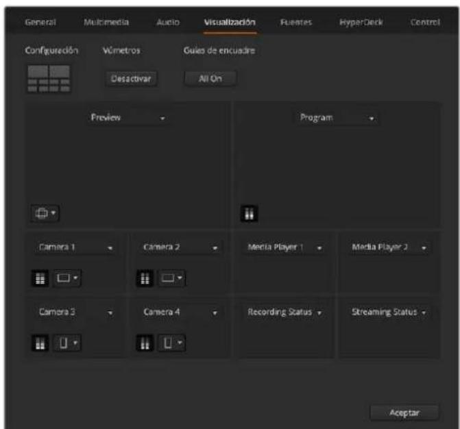 Blackmagic Design ATEM Television Studio HD8 - Ajustes para modo de visualización simultánea - 1