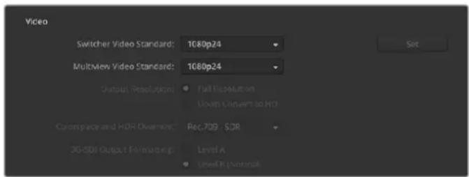 Blackmagic Design ATEM Television Studio HD8 - Setting the Switcher Video Standard - 1
