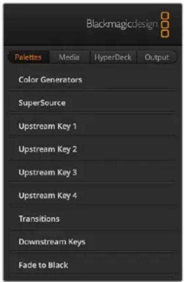 Blackmagic Design ATEM Television Studio HD8 - Palettes Tab - 1
