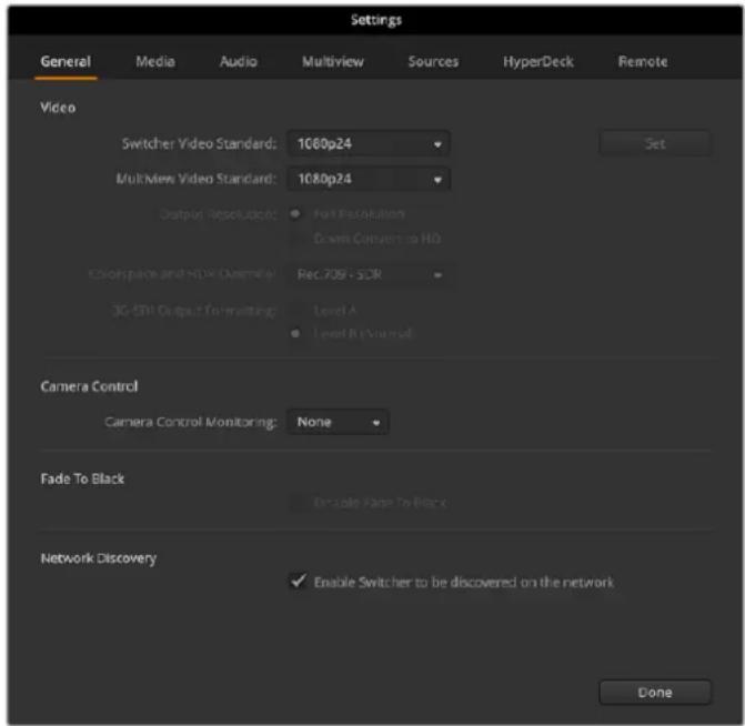 Blackmagic Design ATEM Television Studio HD8 - Changing Switcher Settings - 1