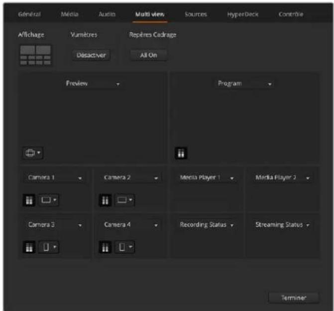 Blackmagic Design ATEM Television Studio HD8 - Paramètres du multi view - 1