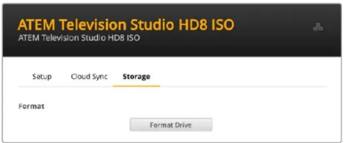 Blackmagic Design ATEM Television Studio HD8 - Formatting Internal Storage using ATEM Setup - 1