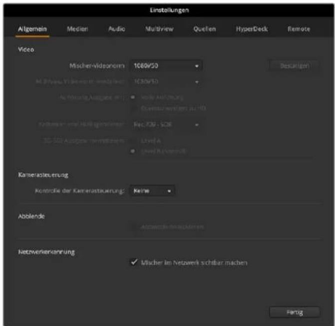 Blackmagic Design ATEM Television Studio HD8 - Ändern der Mischereinstellungen - 1