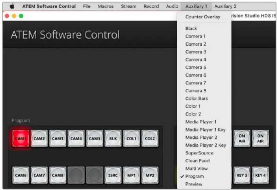 Blackmagic Design ATEM Television Studio HD8 - Routing Auxiliary Outputs - 1