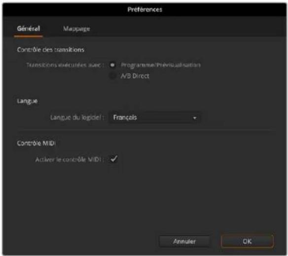 Blackmagic Design ATEM Television Studio HD8 - Préférences générales - 1