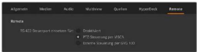 Blackmagic Design ATEM Television Studio HD8 - Remote-Einstellungen - 1