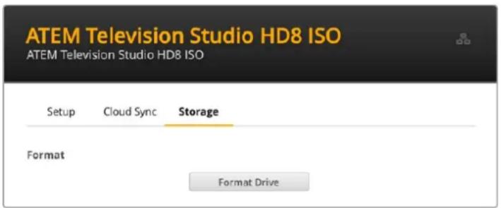 Blackmagic Design ATEM Television Studio HD8 - Formater le stockage interne avec l'ATEM Setup - 1
